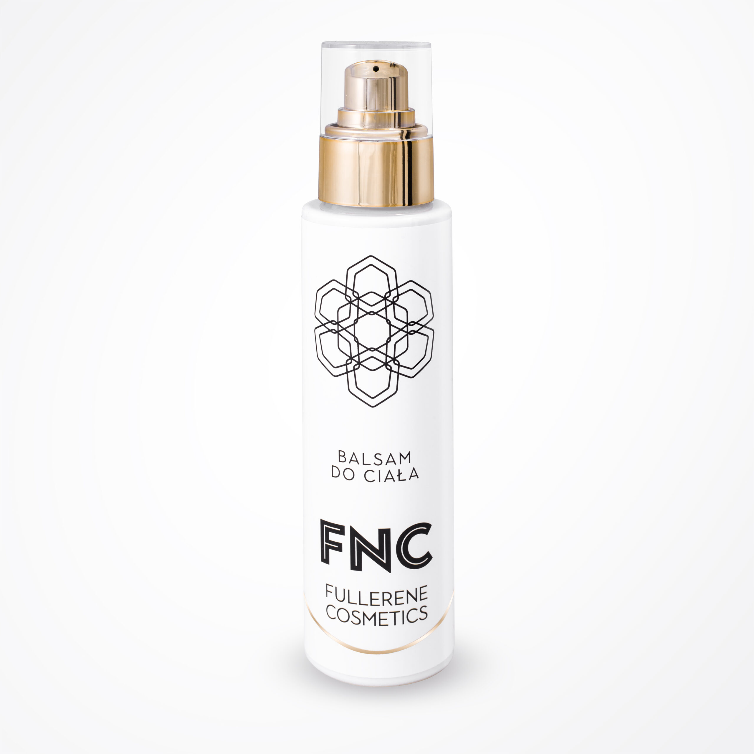 Butelka balsamu do ciała Fullerene Cosmetics na białym tle