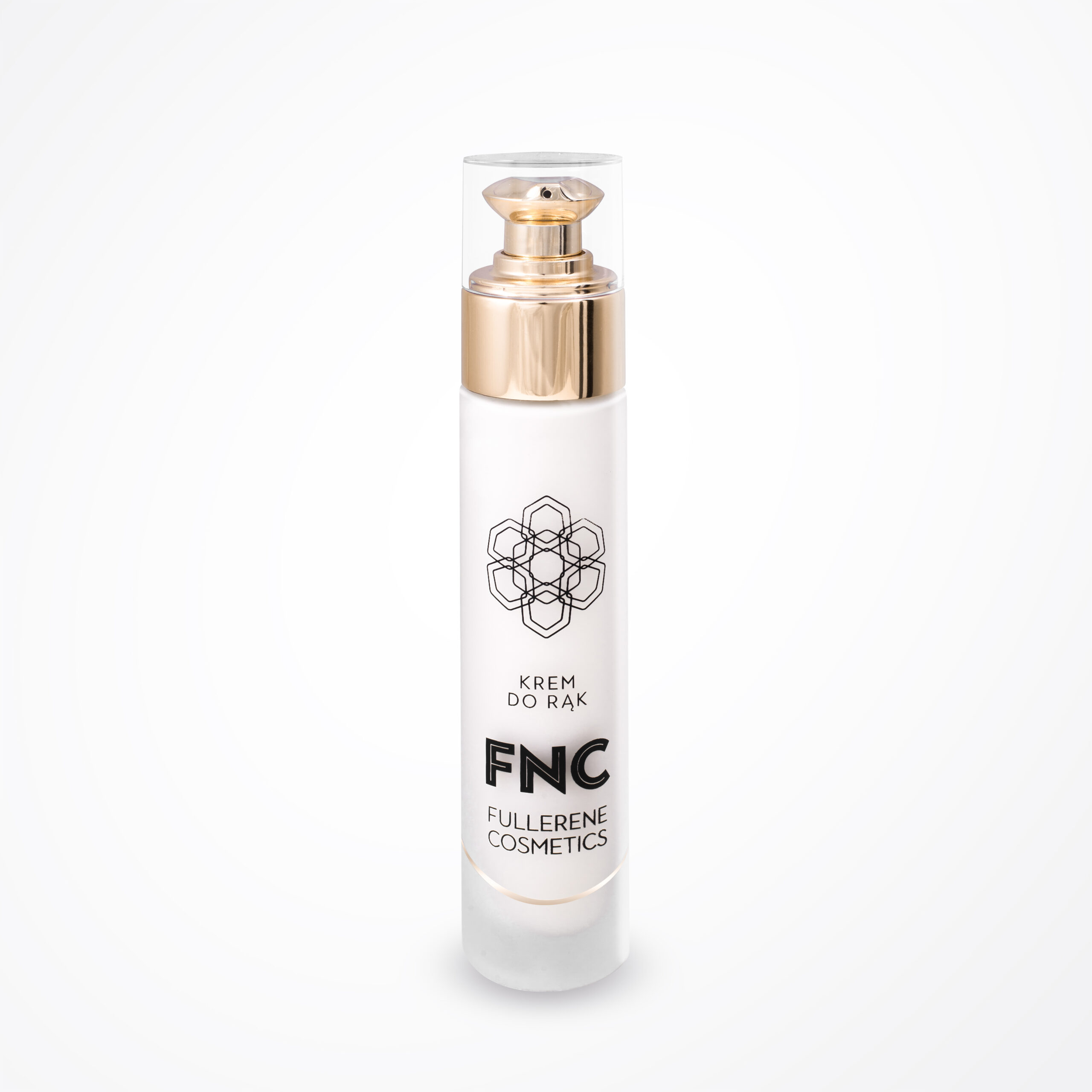 Butelka kremu do rąk Fullerene Cosmetics na białym tle
