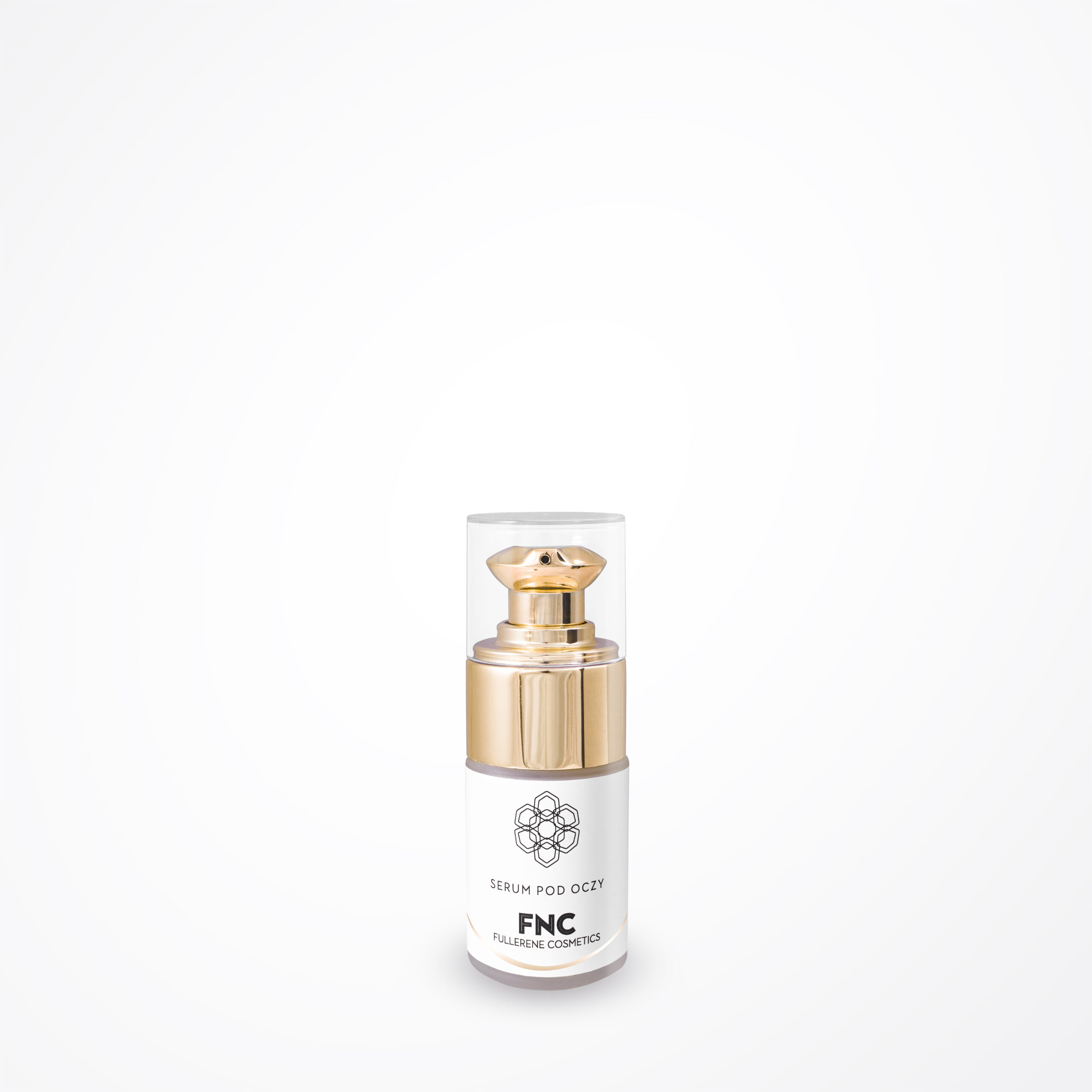 Butelka serum pod oczy Fullerene Cosmetics na białym tle